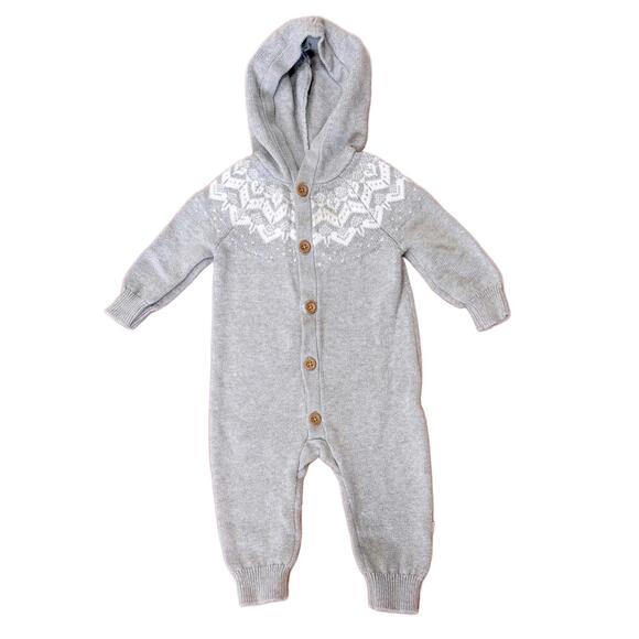 Carter's Other - Little Planet Organic Cotton Gray Fair Isle Sweater Body Suit 6m